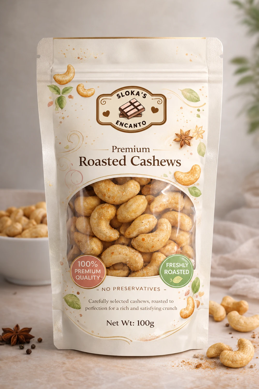 Premium Roasted Cashews official product pouch